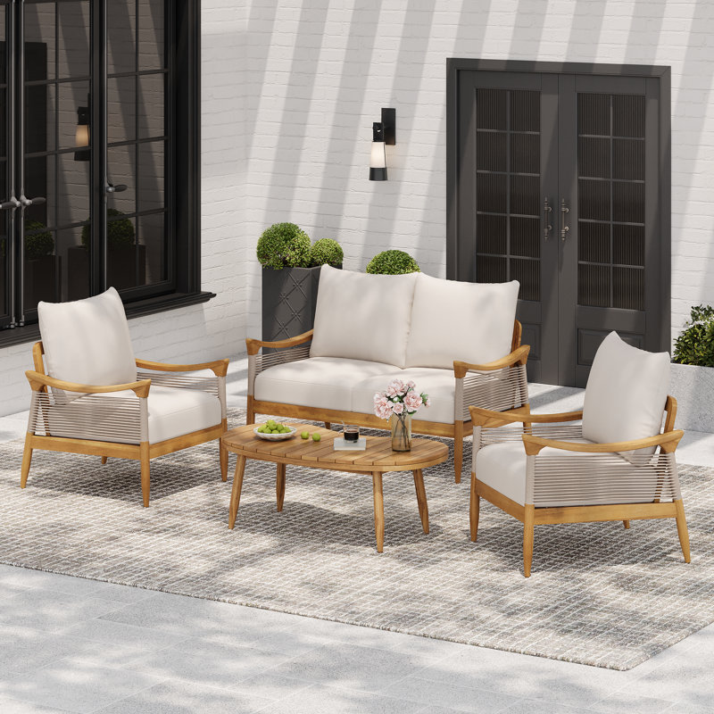 Jae Stylish 4-Piece Conversation Set, Teak