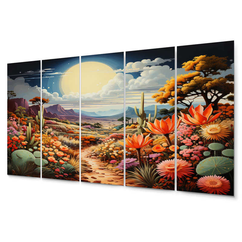 «Desert Cacti Garden III - Paysages», ensemble de reproductions d'art mural en métal
