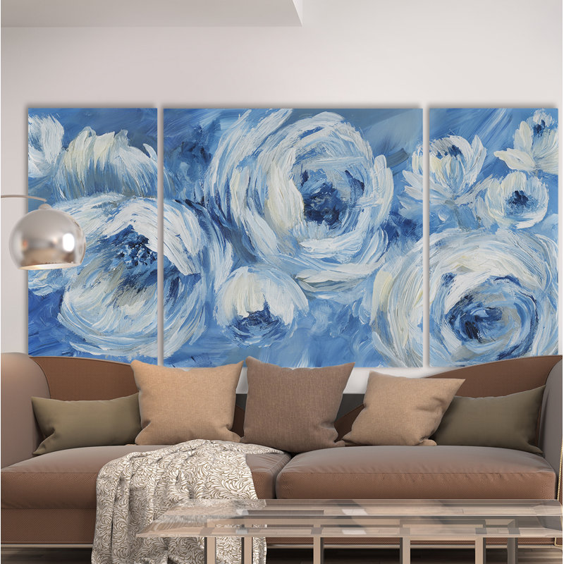 Large Blue and White Contemporary Canvas Wall Art