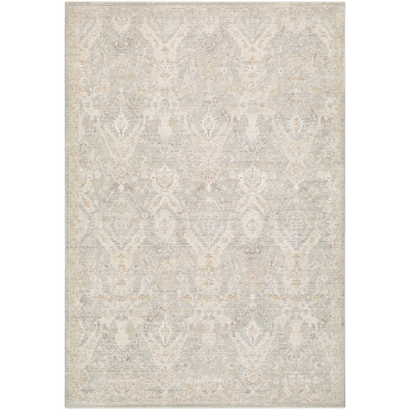 Landwehr Machine Woven Area Rug, Rectangle 9' x 12'2", Seafoam/Beige/Medium Gray
