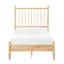 Mid - Century Modern Twin Bed Platform With Natural Finish Wooden Headboard And Vertical Slats, All Parts In Single Shipment Slats Headboard, Includes Rails, One Delivery