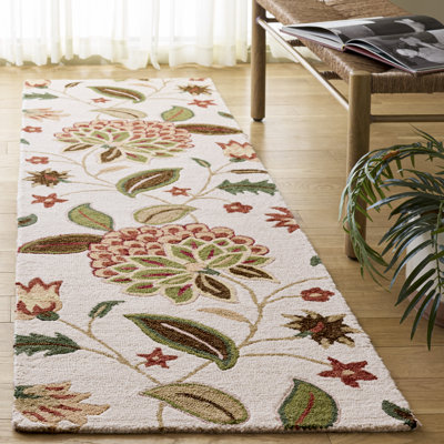 Jardin 769 touffeté à la main 80% laine; Tapis floral 20% coton