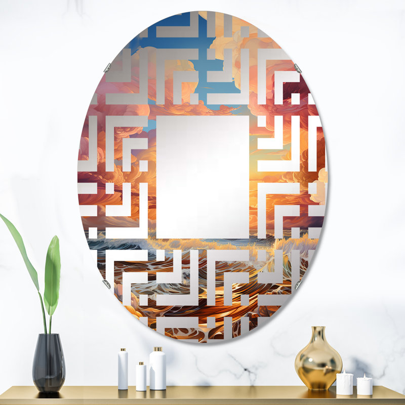 Miroir décoratif nuage à encre liquide Sunset I - Maze MIR108514 O, L 24 po x H 36 po