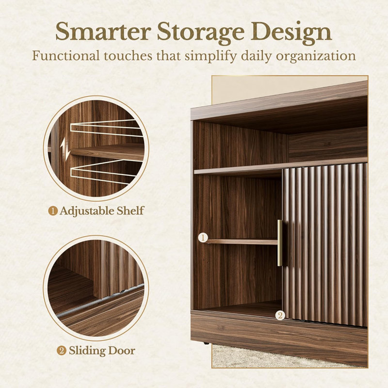 32'' Sliding Door Lateral File Cabinet With Adjustable Shelves For Home Office, Wood, Black Walnut