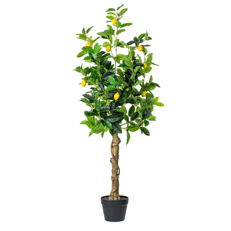 51" Artificial Green and Yellow Real Touch Lemon Tree