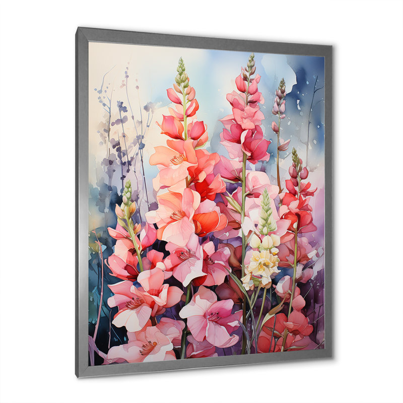 Meadow Snapdragon Serenity - impression sur toile florale et botanique, H 44 po x l 34 po x P 1,5 po, Cadre photo gris