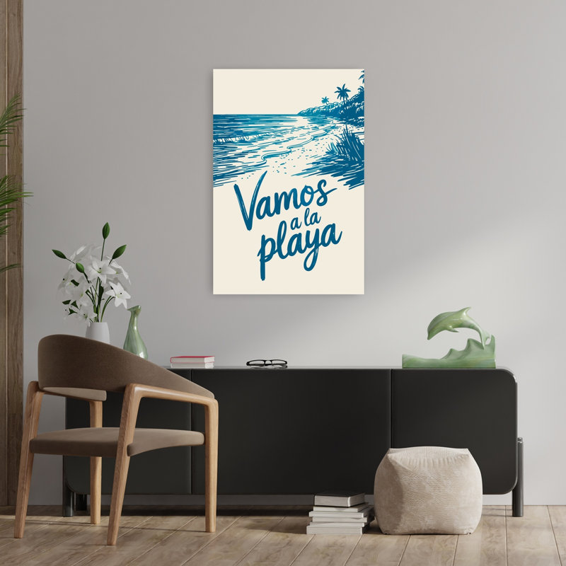 Vamos à la plage, art abstrait de palmier côtier rétro, H 36 po x l 24 po