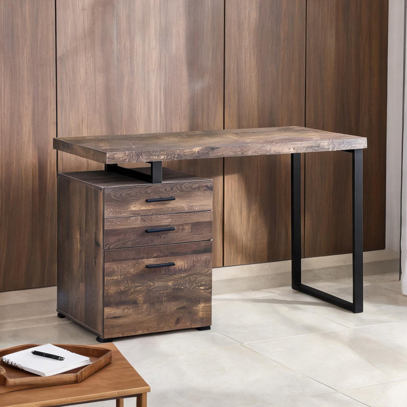 Bureau d'ordinateur 48 tiroirs de couleur brune avec tiroirs pour le bureau personnel, réversible à gauche ou à droite