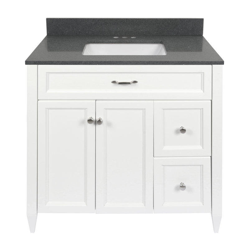 Ensemble de meuble-lavabo simple 37 po Biaunca, Gris galaxie, Blanc