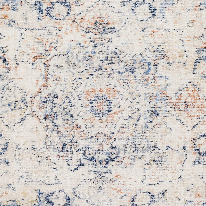 Hoisington Floral Ivory/Navy Area Rug, Rectangle 2' x 3'