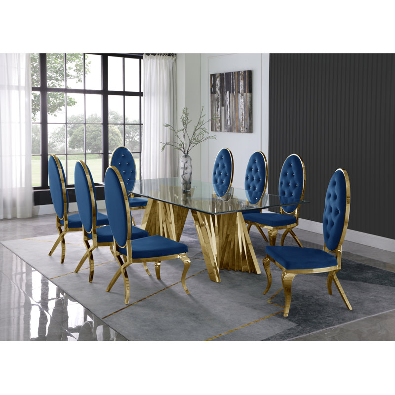 Ensemble repas 9 pièces 9 pièces, Argent, Bleu marine