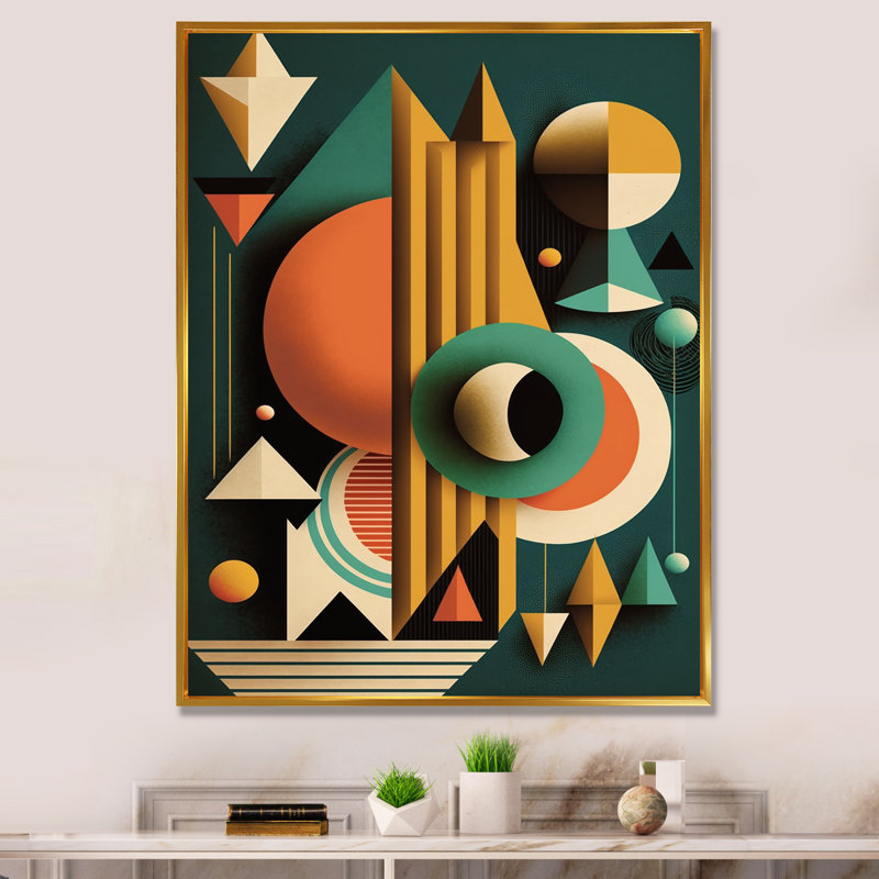 " Mid-century Retro Dimensions VI ", Gold , 24" W x 32" H
