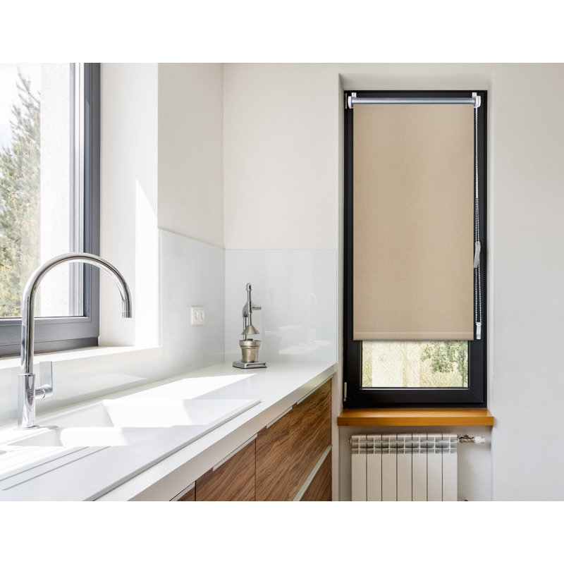 Smart Blackout Roll-Up Blind, Sand, 150cm L x 80cm W 