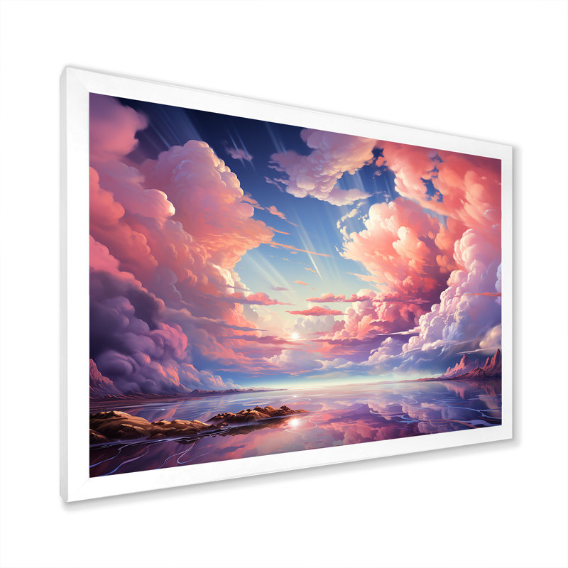 Kawaii Landscape Clouds V sur impression sur toile, Cadre photo blanc, H 24 po x l 32 po x P 1 po
