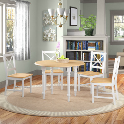 Omur Drop Leaf Rubberwood Solid Wood Dining Set by Breakwater Bay