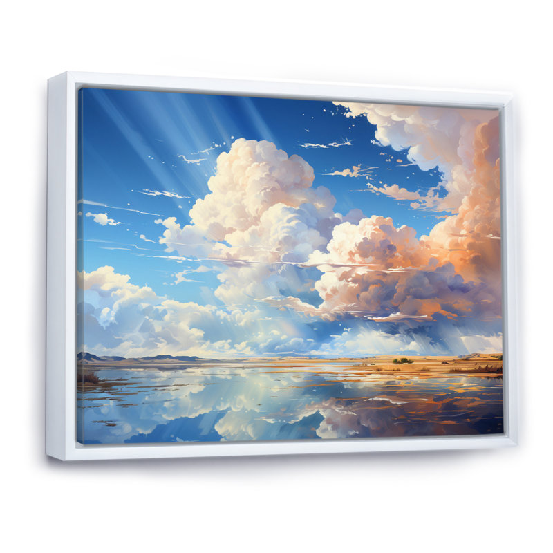 Clouds Whimsical Wisps II - impression, Cadre flottant blanc, H 24 po x l 32 po x P 1 po