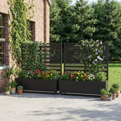 Outdoor Metal Planter Box Raised Garden Beds with Trellis