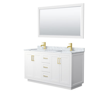 Miranda 60" Freestanding Double Bathroom Vanity with Marble Top with 58" Mirror