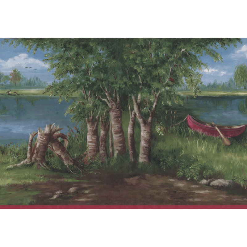Bordure de papier peint rétro «Ducks» de L 15 pi x l 10,5 po Diggs Lake Forest