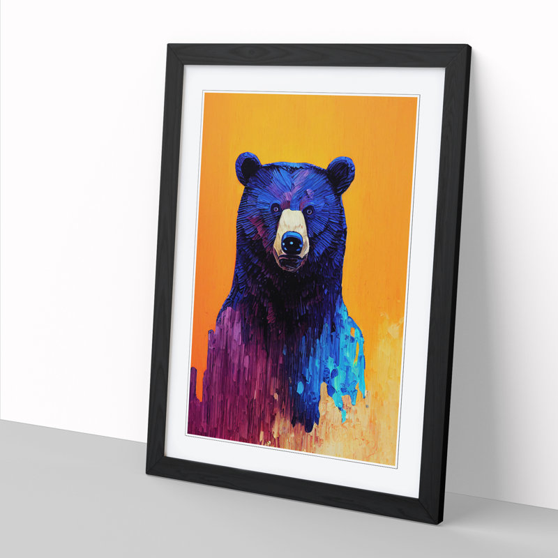 FRM-V0523-221X Bear Vol.4 - Single Picture Frame Print, Black Framed, 64cm H x 46cm W x 2cm D