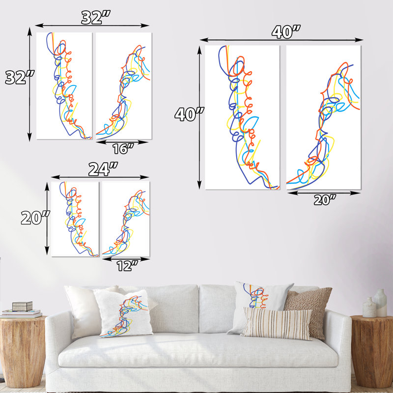 «Geometrics Abstract Design scandinave», ensemble de 2 reproductions, Toile tendue, H 20 po x l 24 po x P 1 po