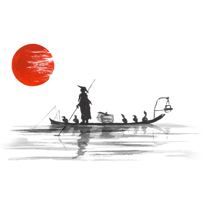 Winni Japanese Painting by Helen_Field - Wrapped Canvas Painting, 30cm H x 46cm W x 3.8cm D