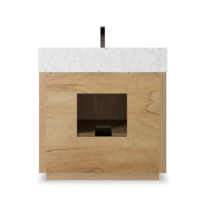 Everett Single Vanity-Satin Espresso Oak, Satin Light Wash Oak