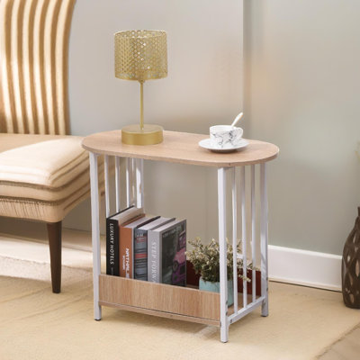 2 Tier Side Table with Storage Shelf, Accent End Table, Living Room