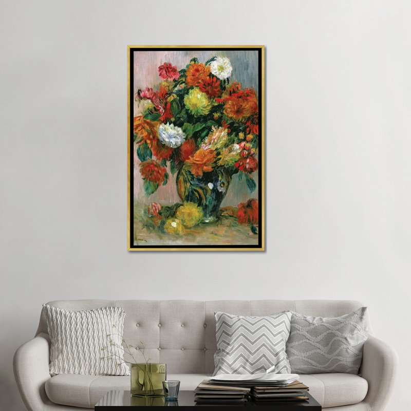 Vase de fleurs, vers 1884 - reproduction d'art mural - toile encadrée, H 48 po x l 32 po, Doré
