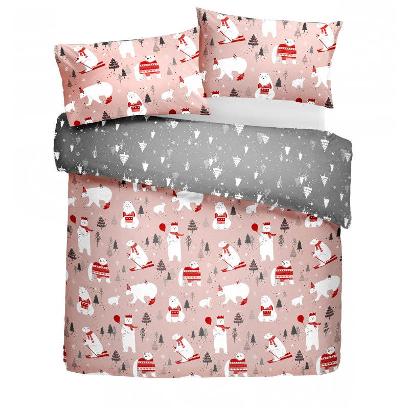 Polar Bear 130 TC Duvet Cover Set, Single - 1 Standard Pillowcase, Grey