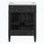 Meuble-lavabo avec lavabo en céramique, deux portes à fermeture amortie, tiroirs et rangements de porte basculants, noir-1702731330