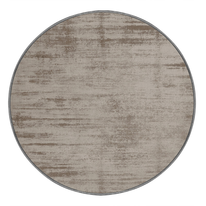 Machine Washable Abstract Gray Area Rug, Round 8'