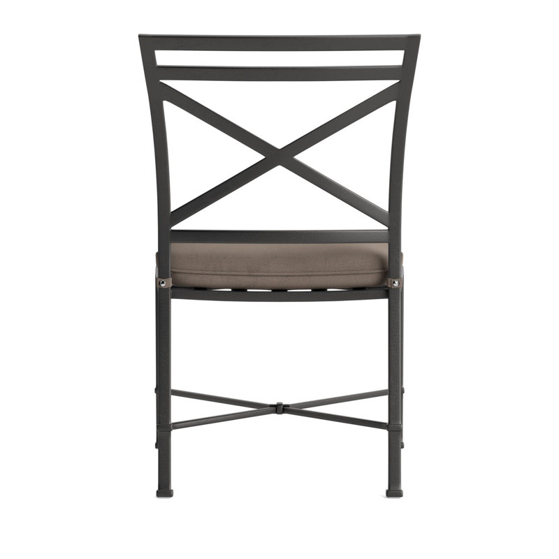 Venetian Outdoor Dining Side Chair, Brown, Fusion Charcoal, Textured Pewter