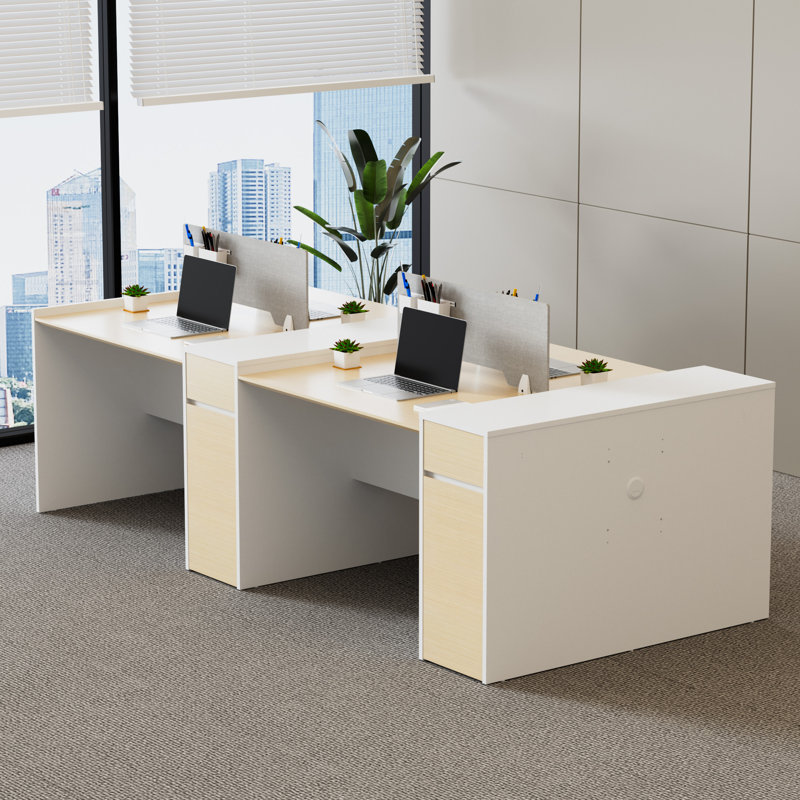 Okeysen Modular 4 Person Benching Workstation with Storage & Outlets
