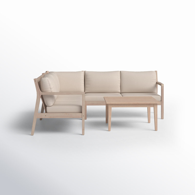 Amina 54" Wide Symmetrical Sectional Seating Group, Beige Performance Olefin