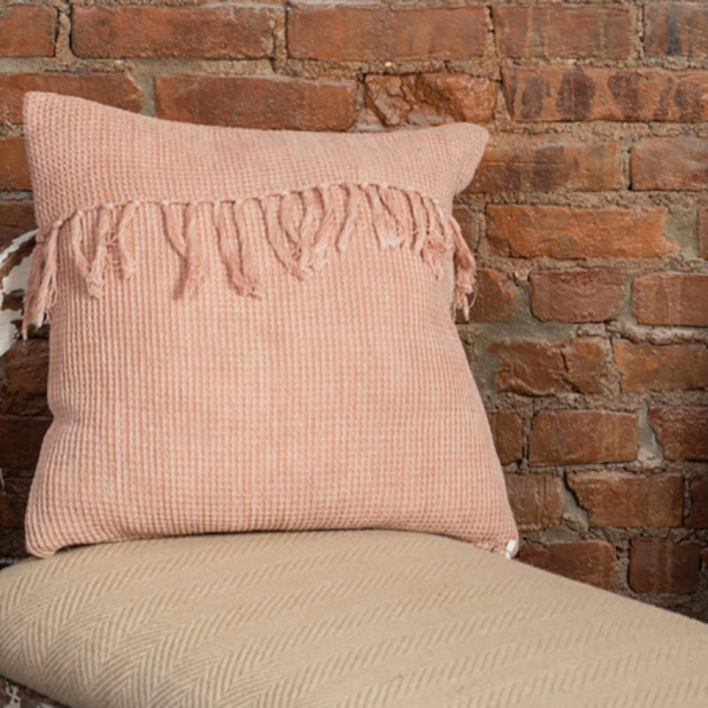Coussin 18 "X 18" Waffle Weave, Rose