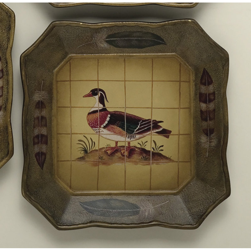 4-Piece Hand painted Duck Plate Set