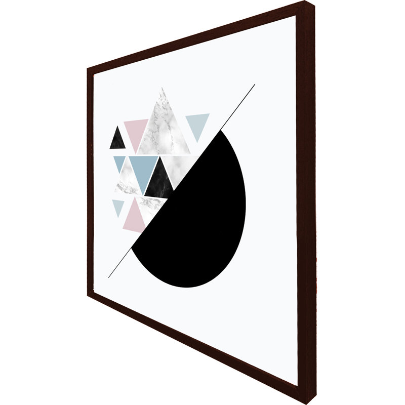 Foote Triangles & Semi Circle Pattern - Single Picture Frame Print, 31cm H x 31cm W x 4cm D, Brown Framed