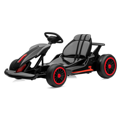 24v Electric Go Kart for Kids 6-12 Years Old, Battery Powered Drifting Ride-on Car with Powerful Motor, Slow Start, Built-in Music, Safety Belt, and Max Load 110Lbs,Black
