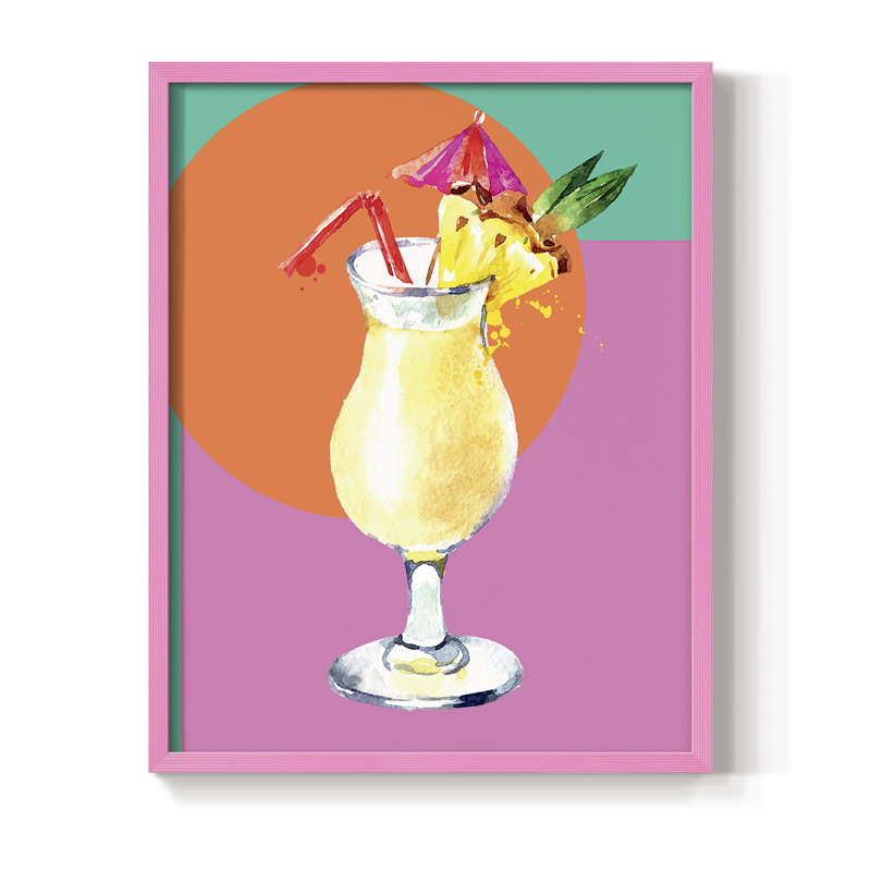 Reproduction encadrée Pina Colada - bois massif, H 21 po x l 17 po, Rose