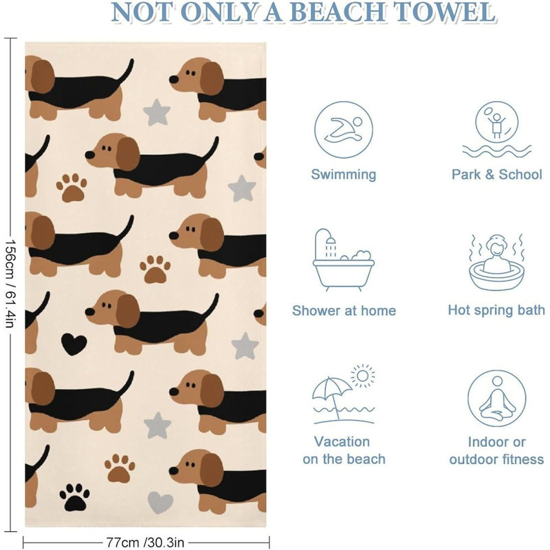 Quick Dry Microfiber Dog Beach Towel, 60 x 80 in