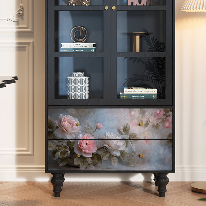 Vitrine en bois massif Floral