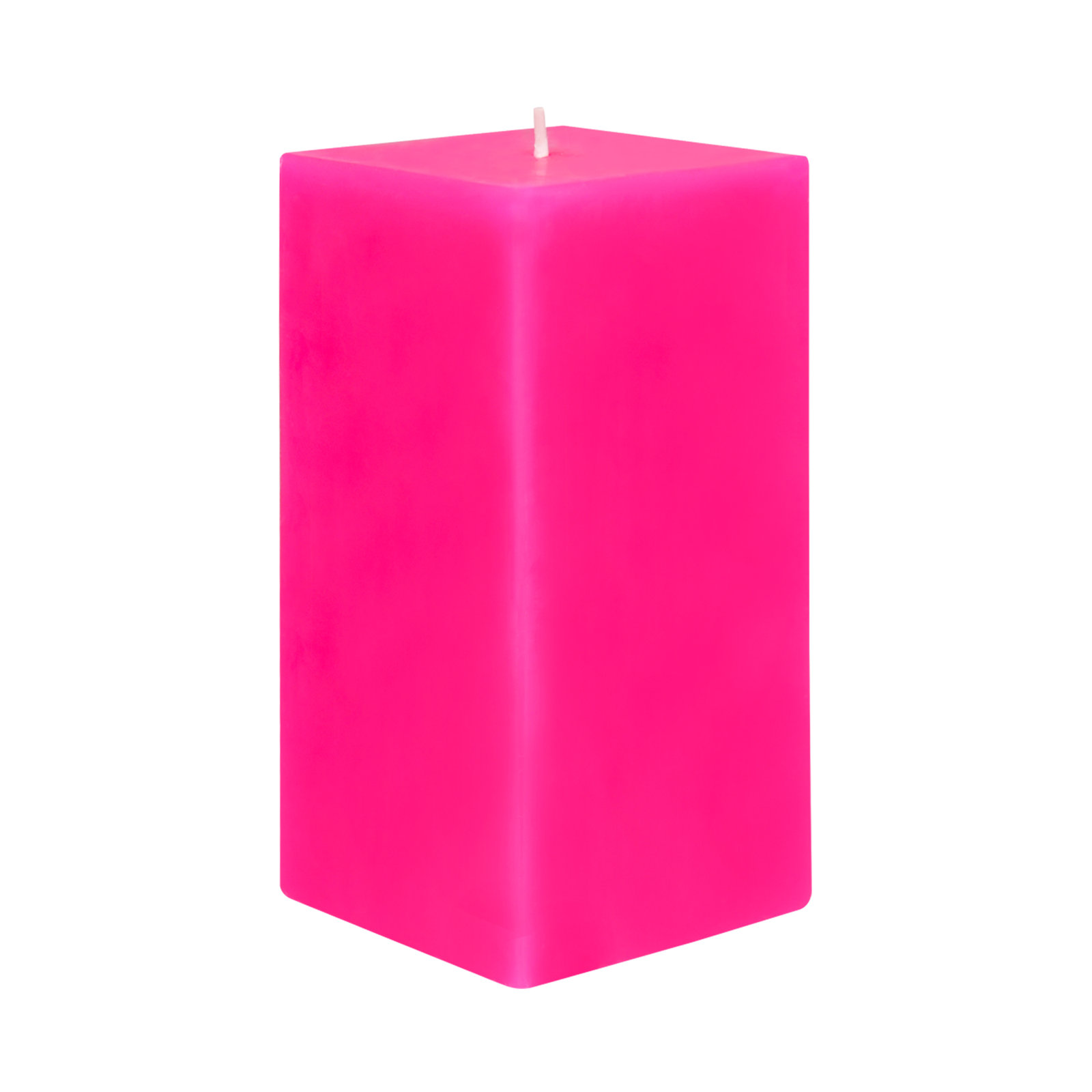 Square Pillar Candle, Hot Pink, 6" H x 3" W x 3" D, 1 Candle