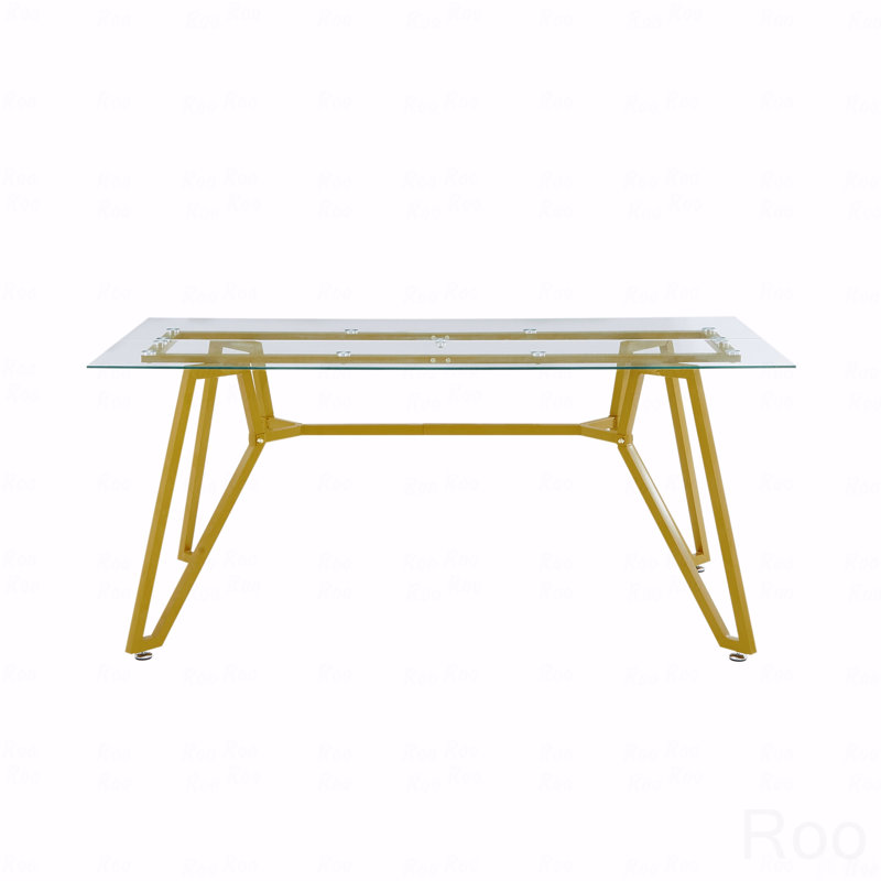 Table de salle à manger 70,9 "en verre trempé moderne avec pieds en métal doré