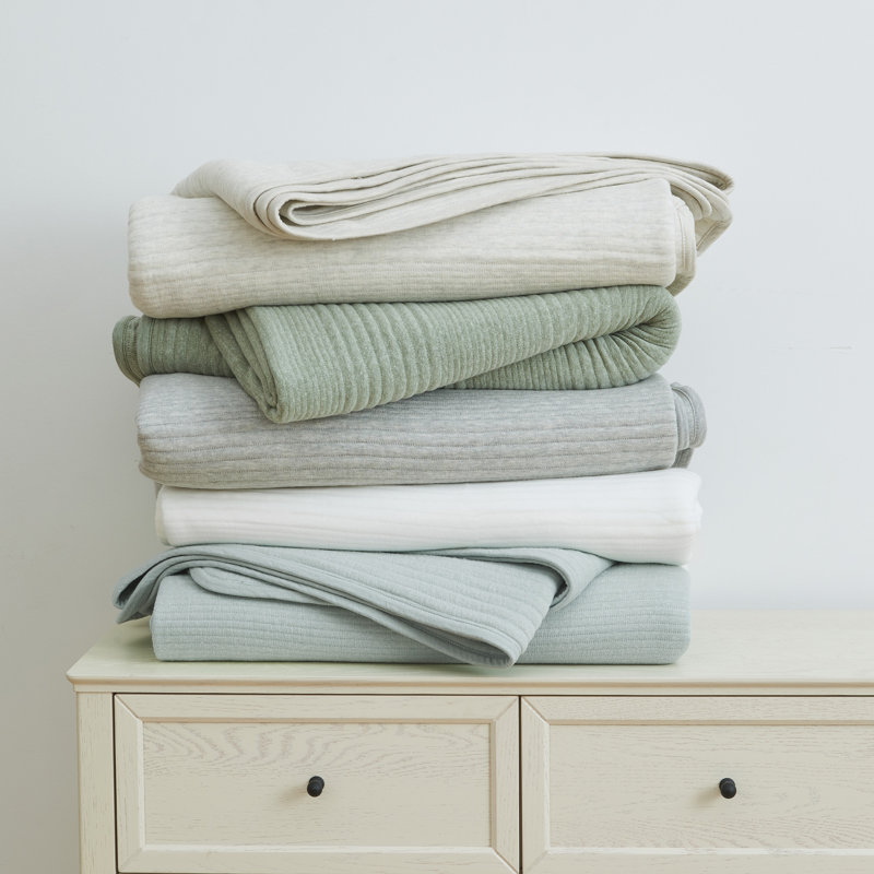 Heathered Oatmeal Twin Cotton Blend Jersey Knit Quilt Set