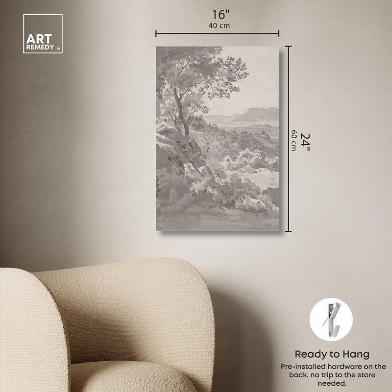 Gray Landscape Wrapped Canvas Art, 24" x 16"