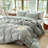DONEUS Striped Duvet Cover Set 100% Washed Cotton Linen Like Soft Feelling Breathable Bedding-120141890-113054932