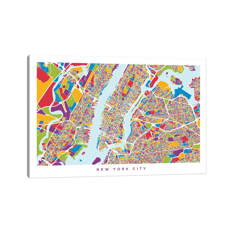 New York City Street Map by Michael Tompsett - Wrapped Canvas Print, 152.5 cm H x 101.5 cm W