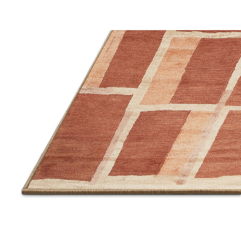 Tapis abstrait brun / beige, Rectangle 5 pi x 7 pi