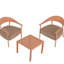 2 chaises d'appoint et table basse, brun abricot, revêtement doux et robuste, éponge haute à assemblage simple, installation rapide luxueuse